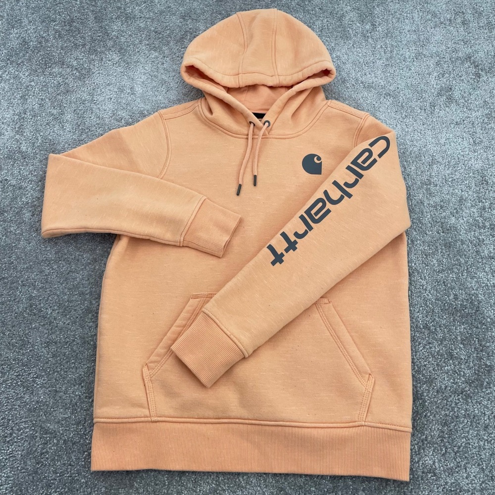 Carhartt Hoodie Womens Medium 8 10 Relaxed Fit Sweatshirt Fleece Peach